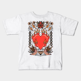 burning heart tattoo flash Kids T-Shirt